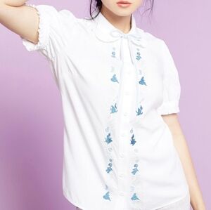 Disney Alice In Wonderland Embroidered Girls Button-Up Top from Hot Topic